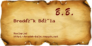 Bredák Béla névjegykártya